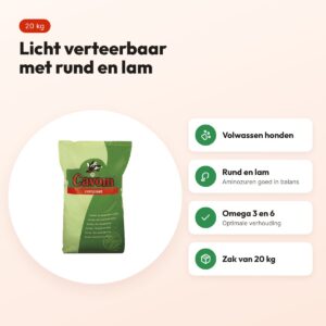Cavom Compleet hondenvoer volwassen 20 kg – licht verteerbaar, rund en lam – voordelen