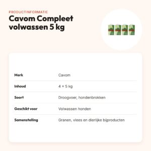 Cavom Compleet hondenvoer volwassen honden 5 kg – multipack 4 stuks – productinformatie