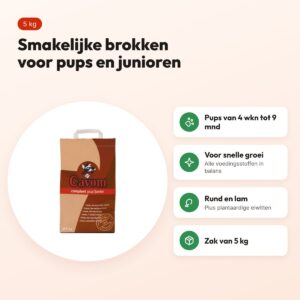 Cavom Compleet Pup/Junior hondenvoer 5 kg – brokken voor pups tot 9 maanden – voordelen