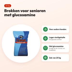 Cavom Compleet Senior hondenvoer 20 kg – laag eiwit, met glucosamine – voordelen