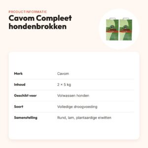 Cavom hondenvoer Compleet 5 kg – multipack 2 stuks – productinformatie
