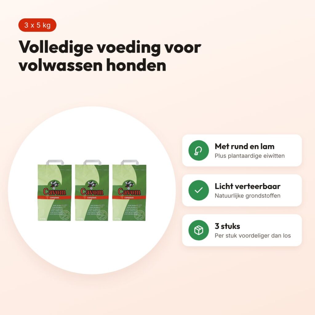 Cavom hondenvoer Compleet 5 kg – multipack 3 stuks – voordelen