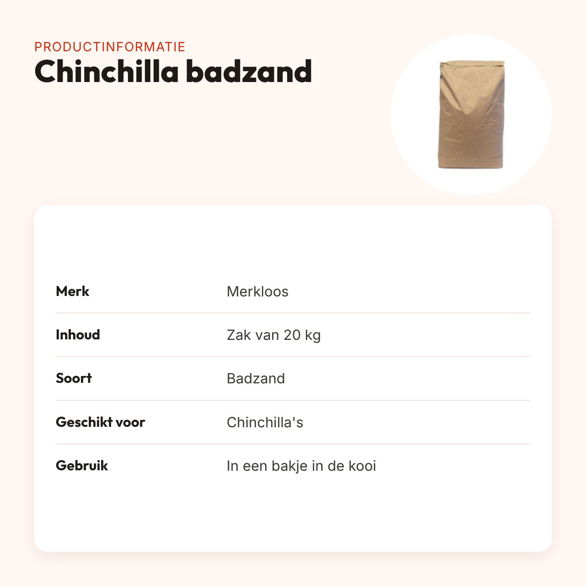 Chinchilla badzand 20 kg – voor de vachtverzorging – productinformatie