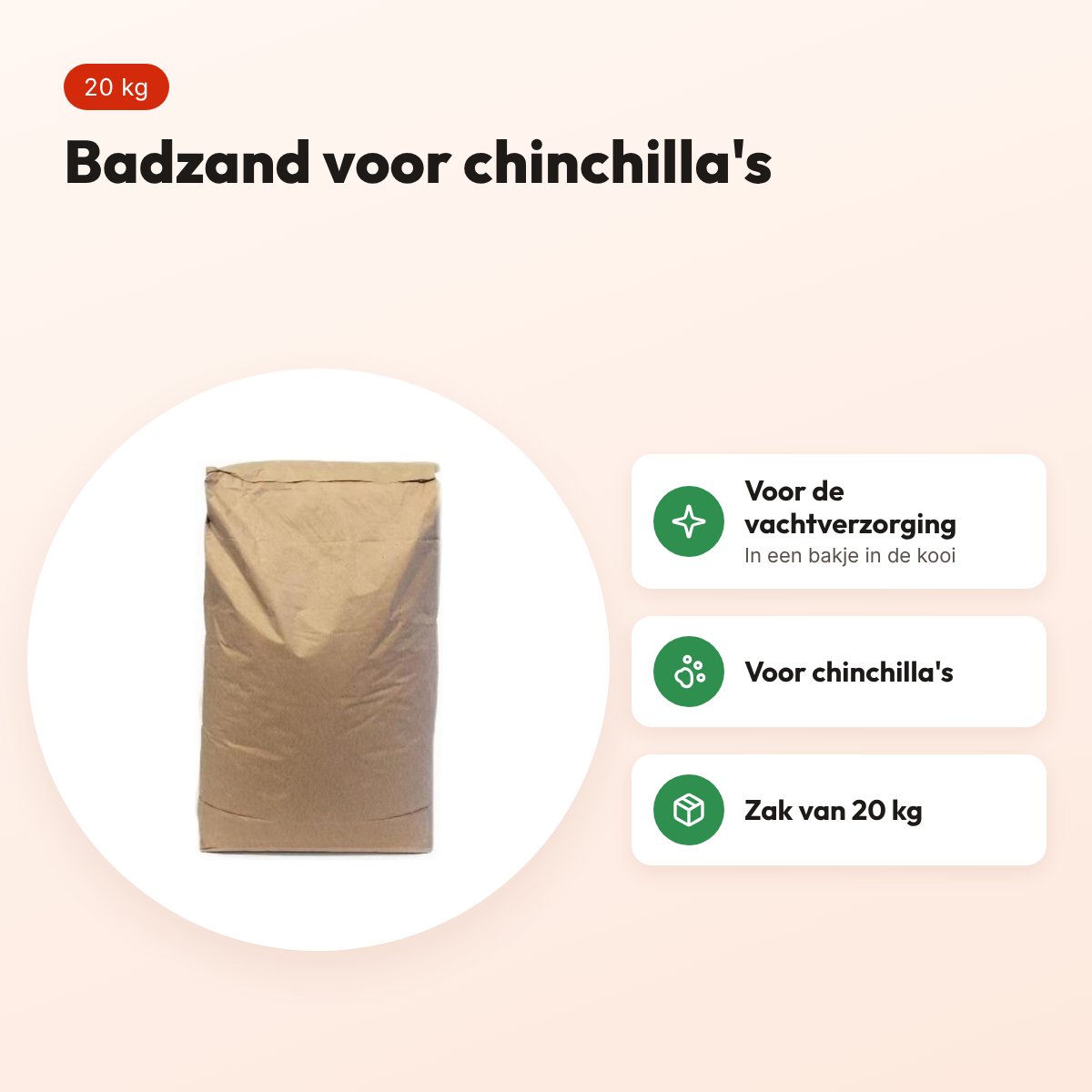 Chinchilla badzand 20 kg – voor de vachtverzorging – voordelen