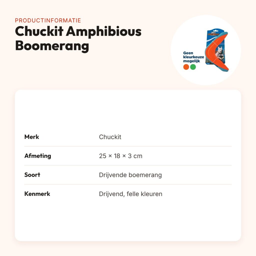 Chuckit Amphibious Boomerang 25 x 18 x 3 cm – drijvend hondenspeelgoed – productinformatie