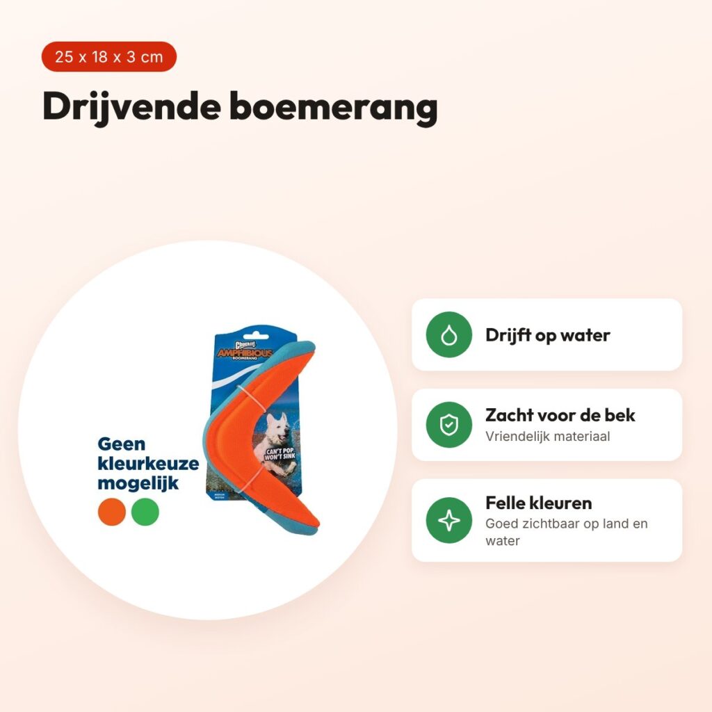 Chuckit Amphibious Boomerang 25 x 18 x 3 cm – drijvend hondenspeelgoed – voordelen