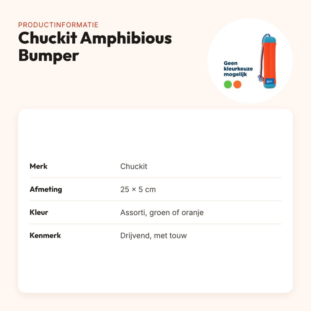 Chuckit Amphibious Bumper 25 x 5 cm – assorti groen of oranje – productinformatie