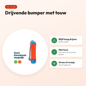 Chuckit Amphibious Bumper 25 x 5 cm – assorti groen of oranje – voordelen
