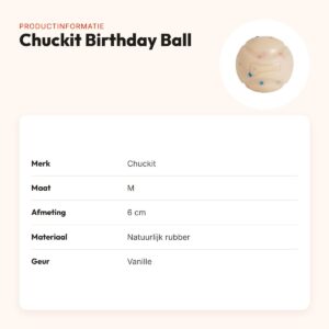 Chuckit Birthday Ball hondenbal 6 cm – met vanillegeur – productinformatie
