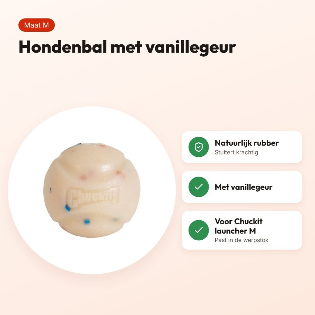 Chuckit Birthday Ball hondenbal 6 cm – met vanillegeur – voordelen
