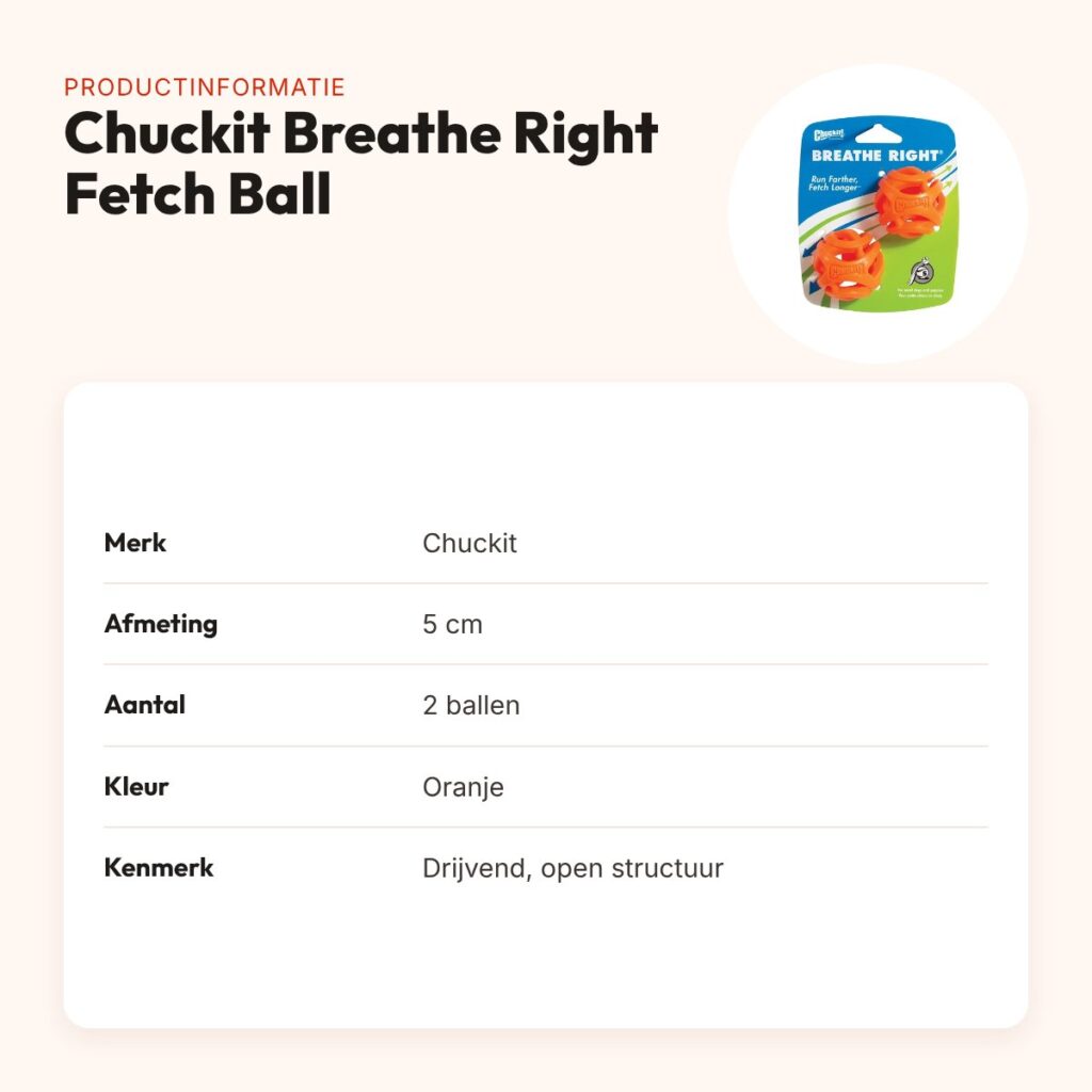 Chuckit Breathe Right Fetch Ball hondenbal 5 cm – set van 2, oranje – productinformatie