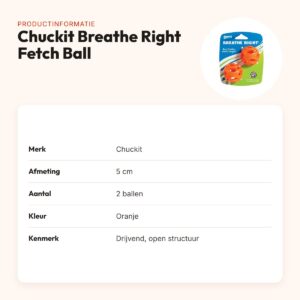 Chuckit Breathe Right Fetch Ball hondenbal 5 cm – set van 2, oranje – productinformatie