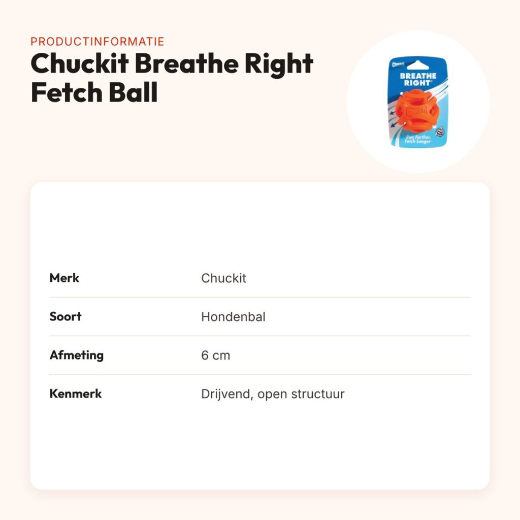 Chuckit Breathe Right Fetch Ball hondenbal 6 cm – drijvend – productinformatie