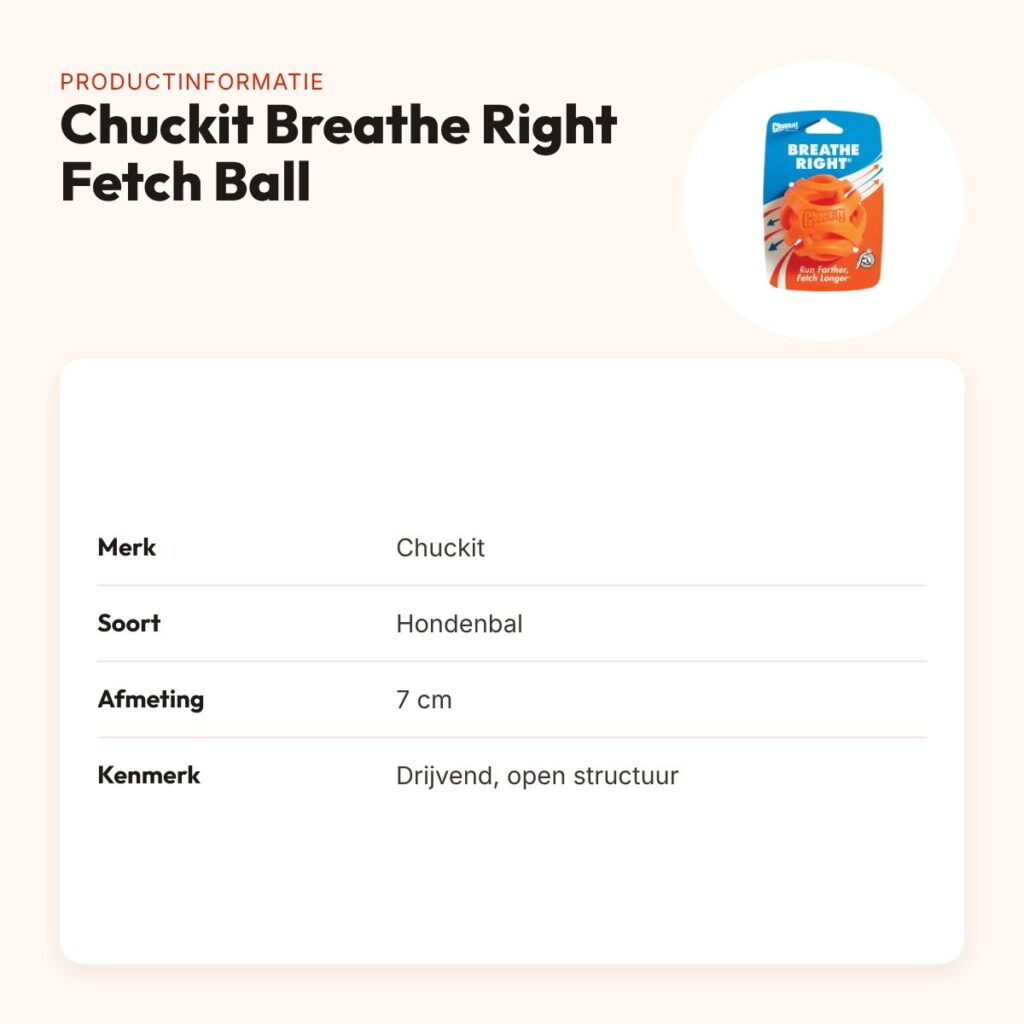 Chuckit Breathe Right Fetch Ball hondenbal 7 cm – drijvend – productinformatie