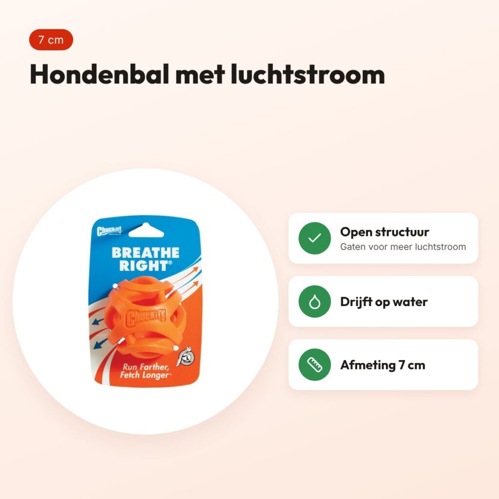 Chuckit Breathe Right Fetch Ball hondenbal 7 cm – drijvend – voordelen