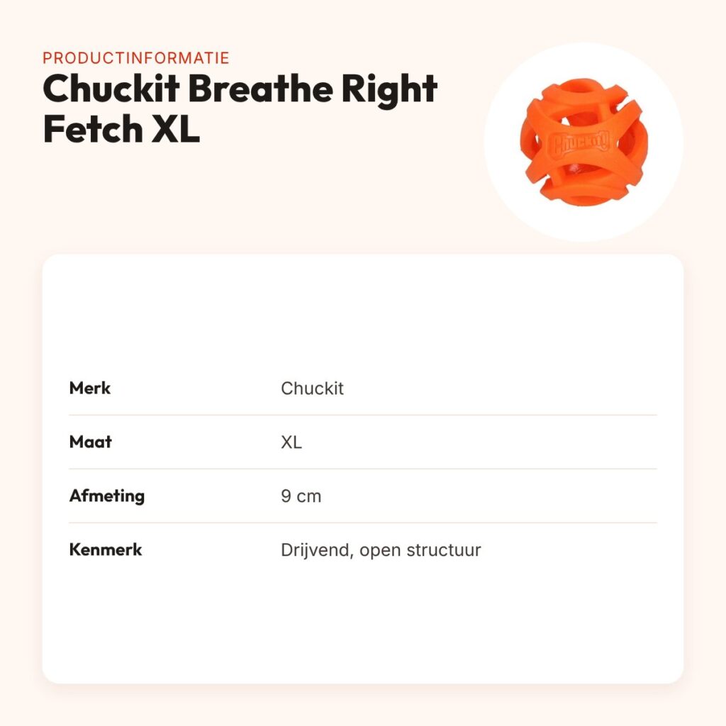 Chuckit Breathe Right Fetch Ball hondenbal XL 9 cm – drijvend – productinformatie