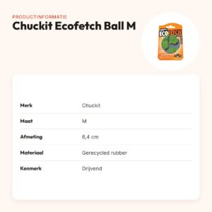 Chuckit Ecofetch Ball hondenbal M 6,4 cm – gerecycled rubber – productinformatie