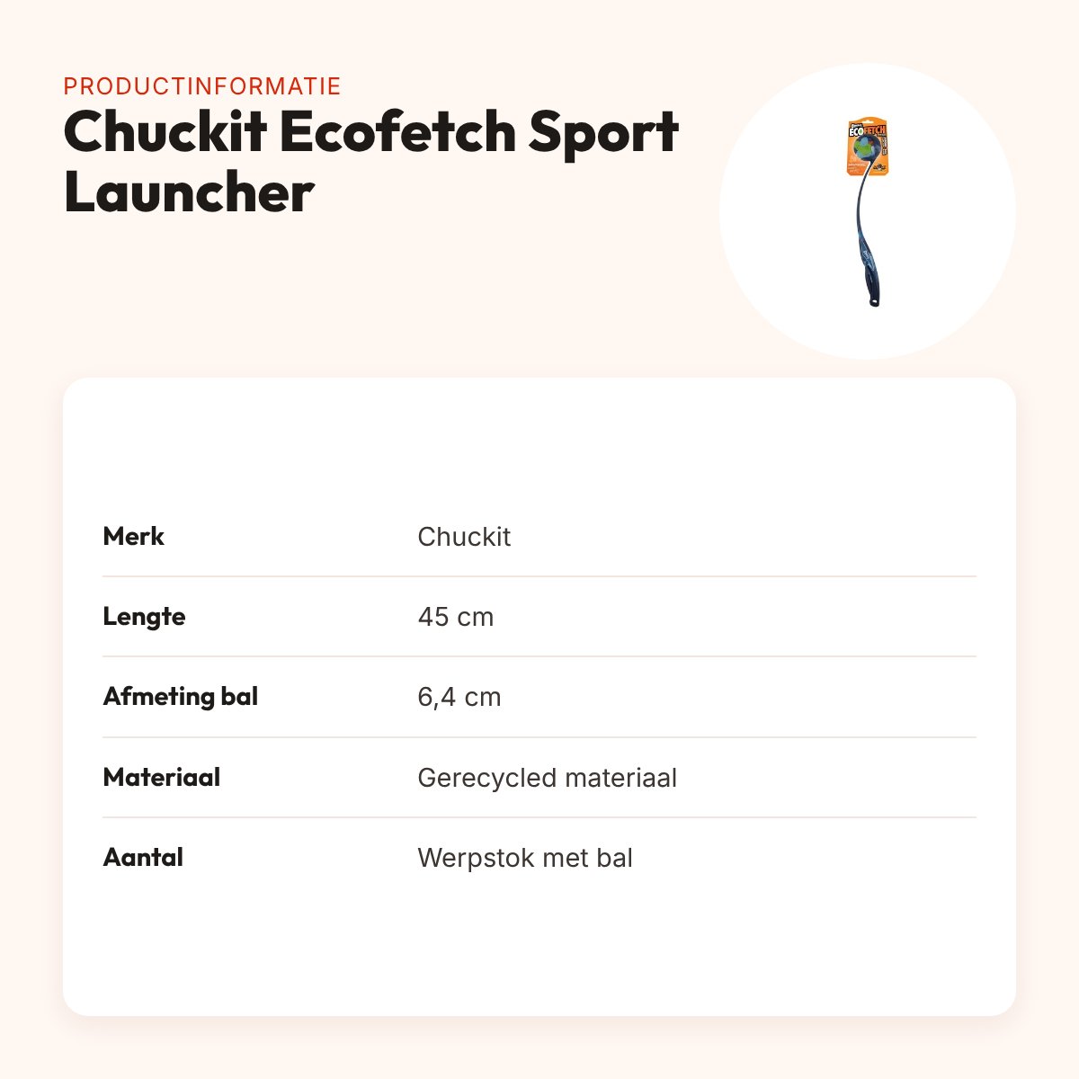 Chuckit Ecofetch Sport Ball Launcher werpstok 45 cm – gerecycled – productinformatie