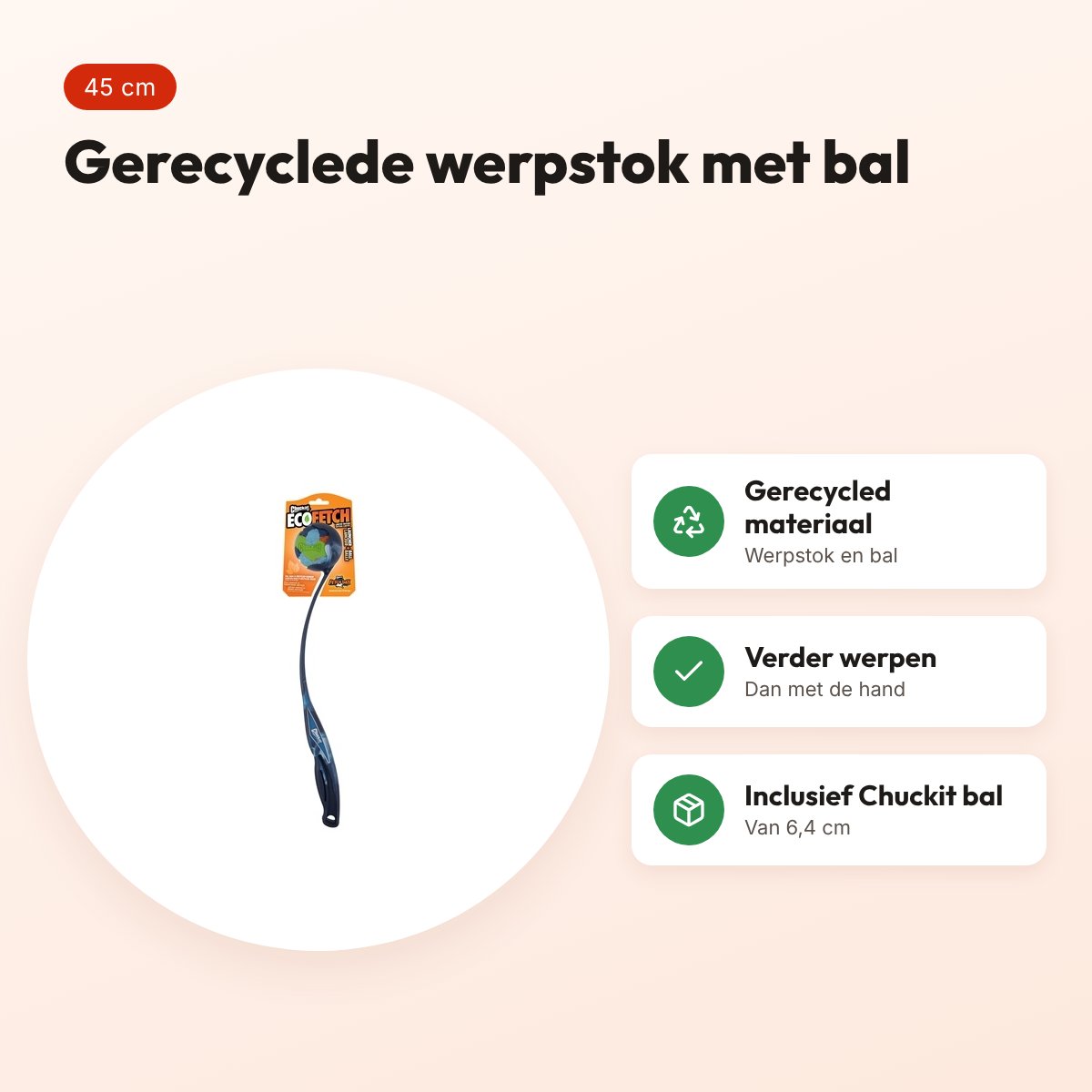 Chuckit Ecofetch Sport Ball Launcher werpstok 45 cm – gerecycled – voordelen