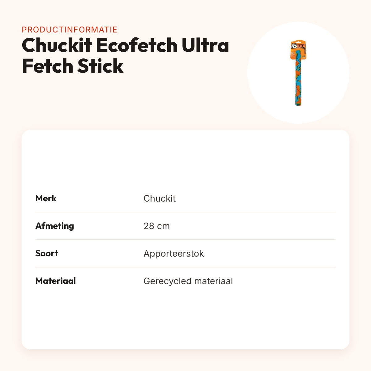 Chuckit Ecofetch Ultra Fetch Stick 28 cm – gerecycled apporteerstok – productinformatie