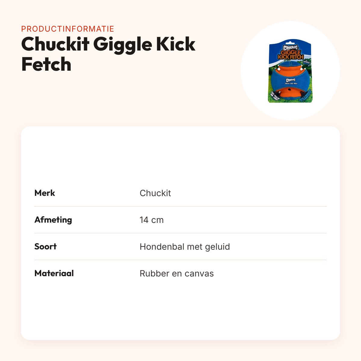 Chuckit Giggle Kick Fetch hondenbal 14 cm – met lachend geluid – productinformatie