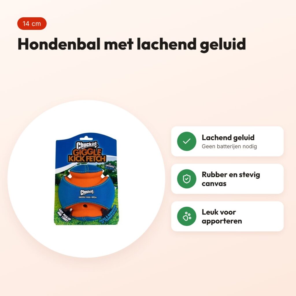 Chuckit Giggle Kick Fetch hondenbal 14 cm – met lachend geluid – voordelen