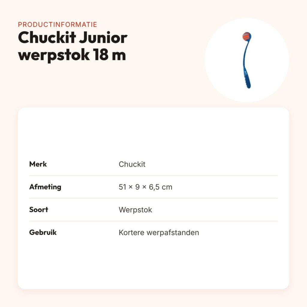 Chuckit Junior werpstok 18 m, 51 x 9 x 6,5 cm – ergonomisch handvat – productinformatie