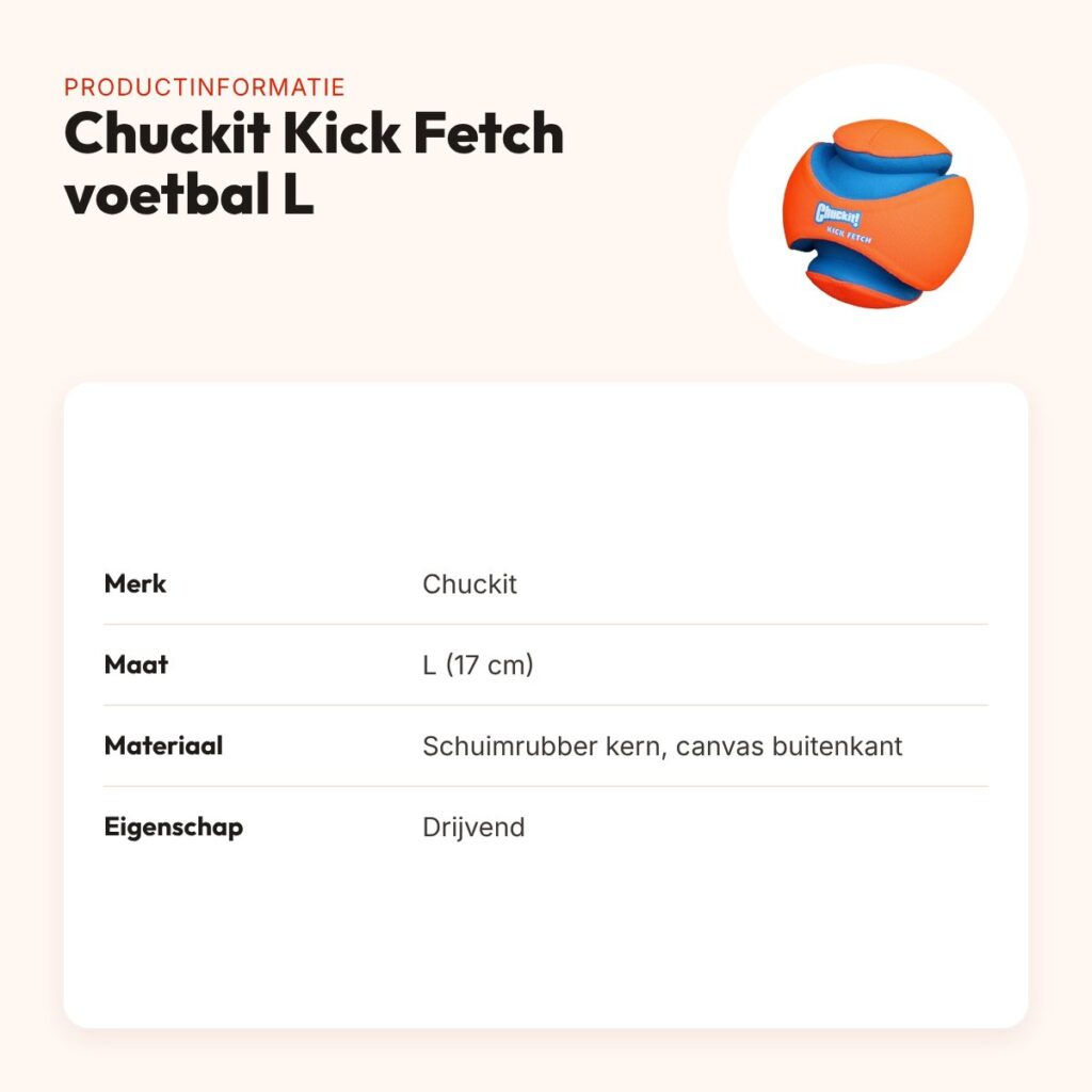 Chuckit Kick Fetch hondenspeelgoed voetbal L 17 cm – drijvend – productinformatie