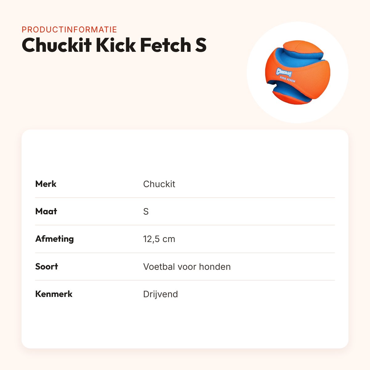 Chuckit Kick Fetch voetbal S 12,5 cm – drijvend hondenspeelgoed – productinformatie