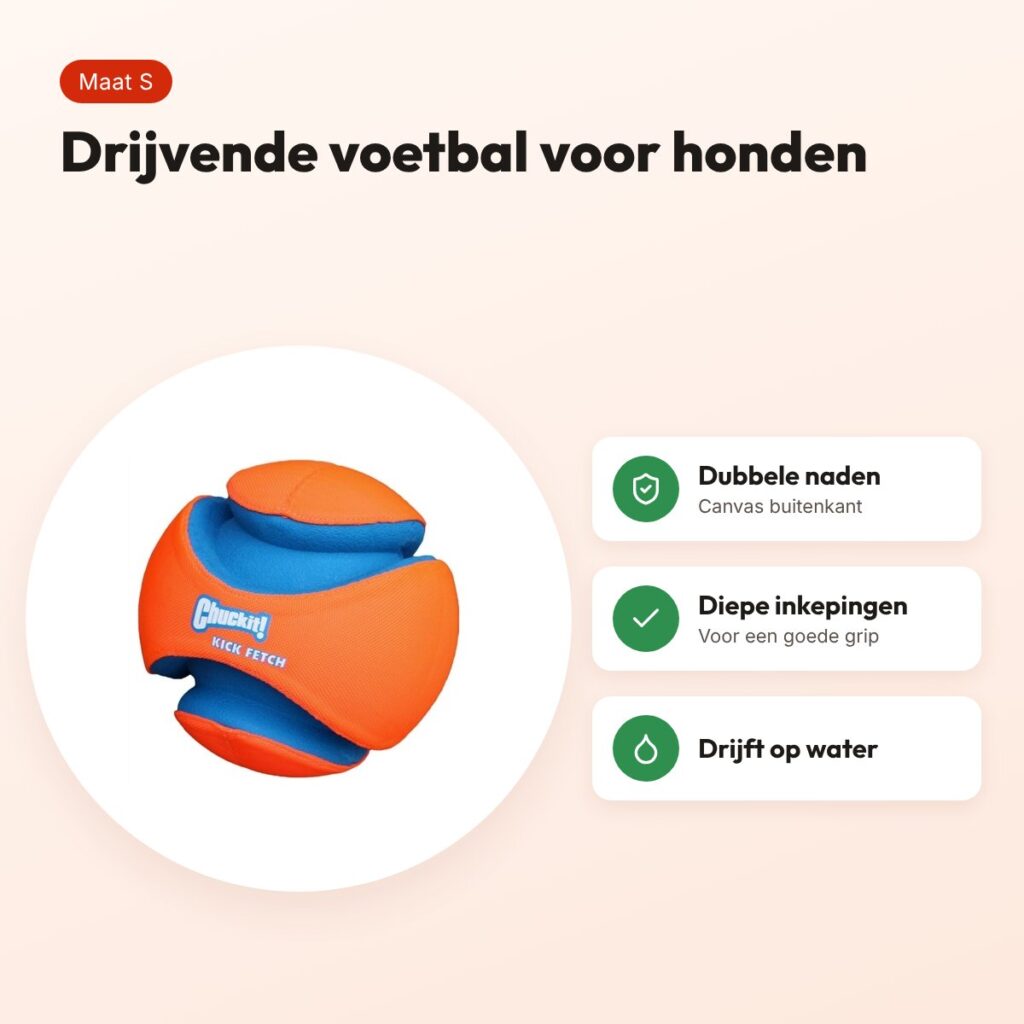 Chuckit Kick Fetch voetbal S 12,5 cm – drijvend hondenspeelgoed – voordelen