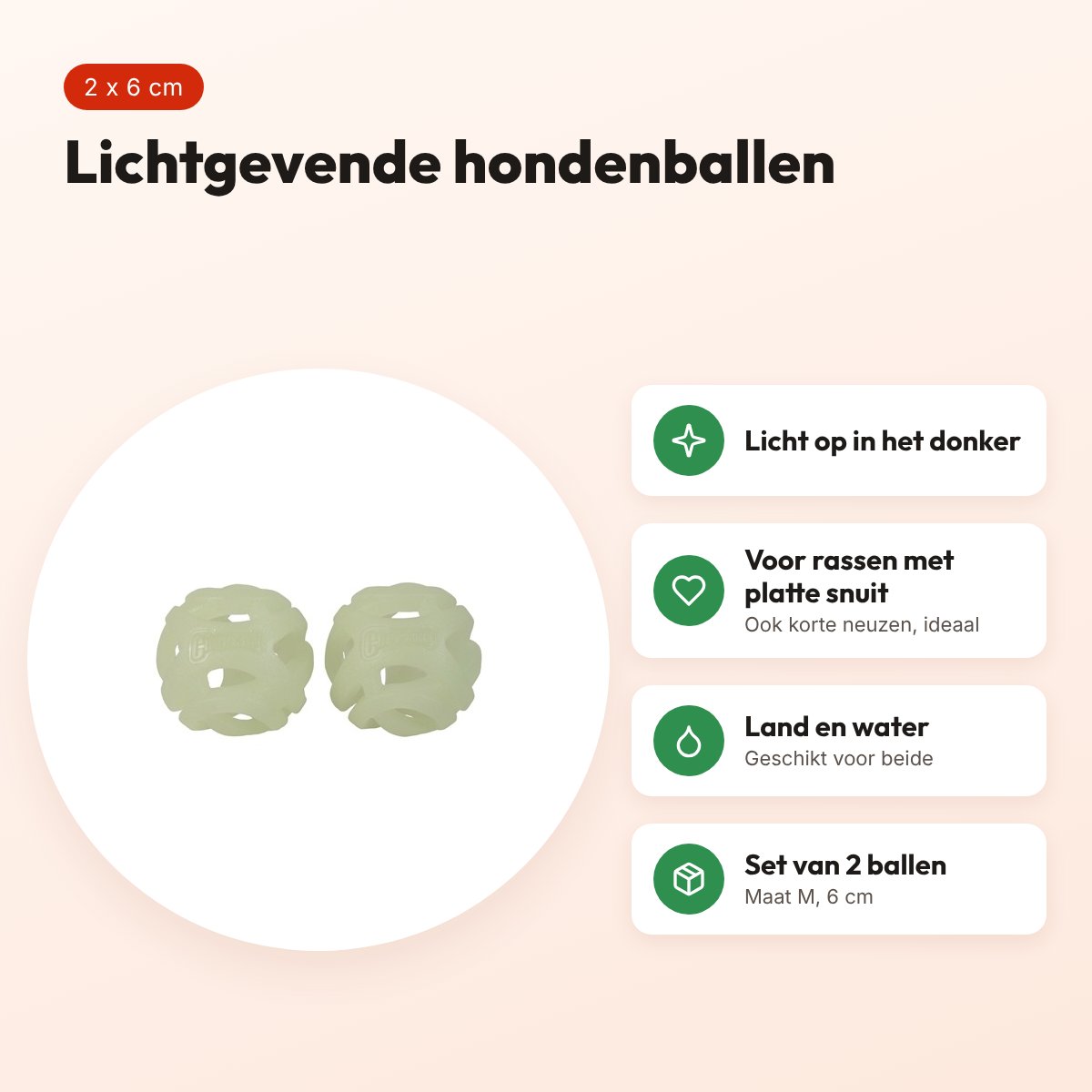 Chuckit Max Glow Air Fetch Ball hondenbal M 6 cm – set van 2 – voordelen