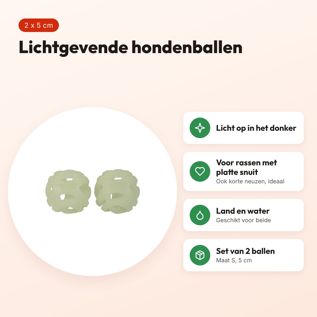Chuckit Max Glow Air Fetch Ball hondenbal S 5 cm – set van 2 – voordelen