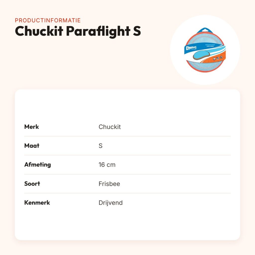 Chuckit Paraflight frisbee S 16 cm – drijvend hondenspeelgoed – productinformatie