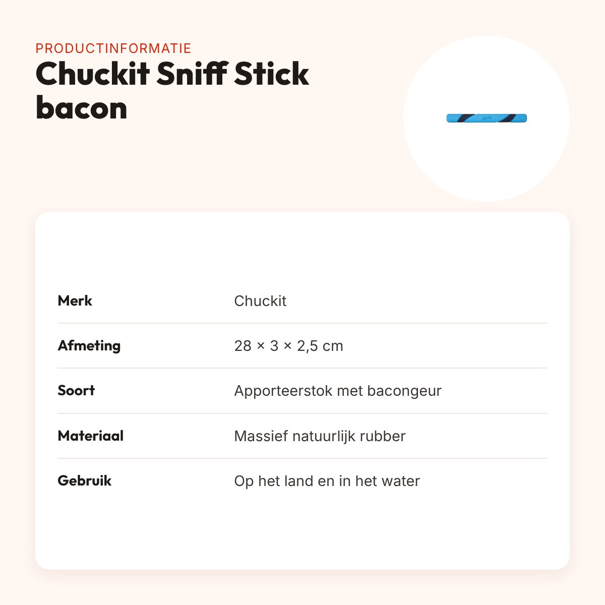 Chuckit Sniff Fetch Stick apporteerstok bacongeur 28 x 3 x 2,5 cm – productinformatie