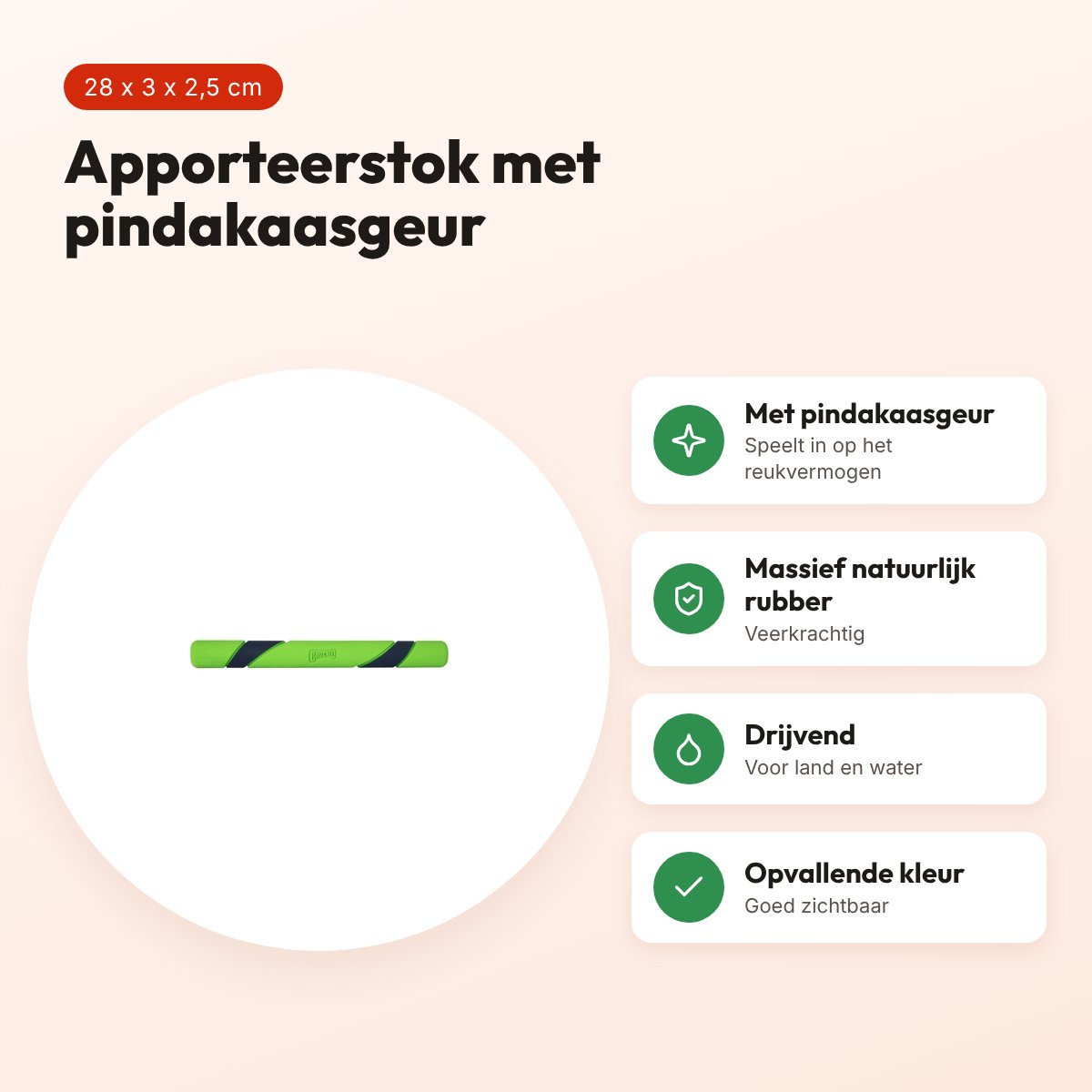 Chuckit Sniff Fetch Stick apporteerstok pindakaasgeur 28 x 3 x 2,5 cm – voordelen