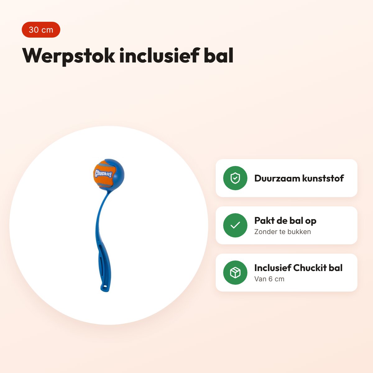 Chuckit Sport Ball Launcher werpstok 12M 30 cm – inclusief bal – voordelen
