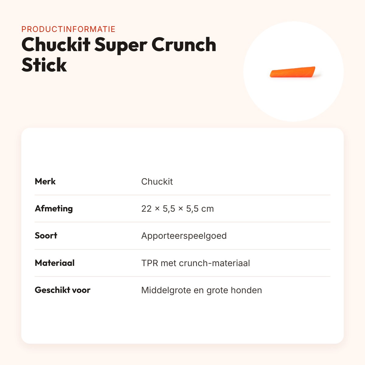 Chuckit Super Crunch Stick apporteerspeelgoed 22 x 5,5 x 5,5 cm – productinformatie