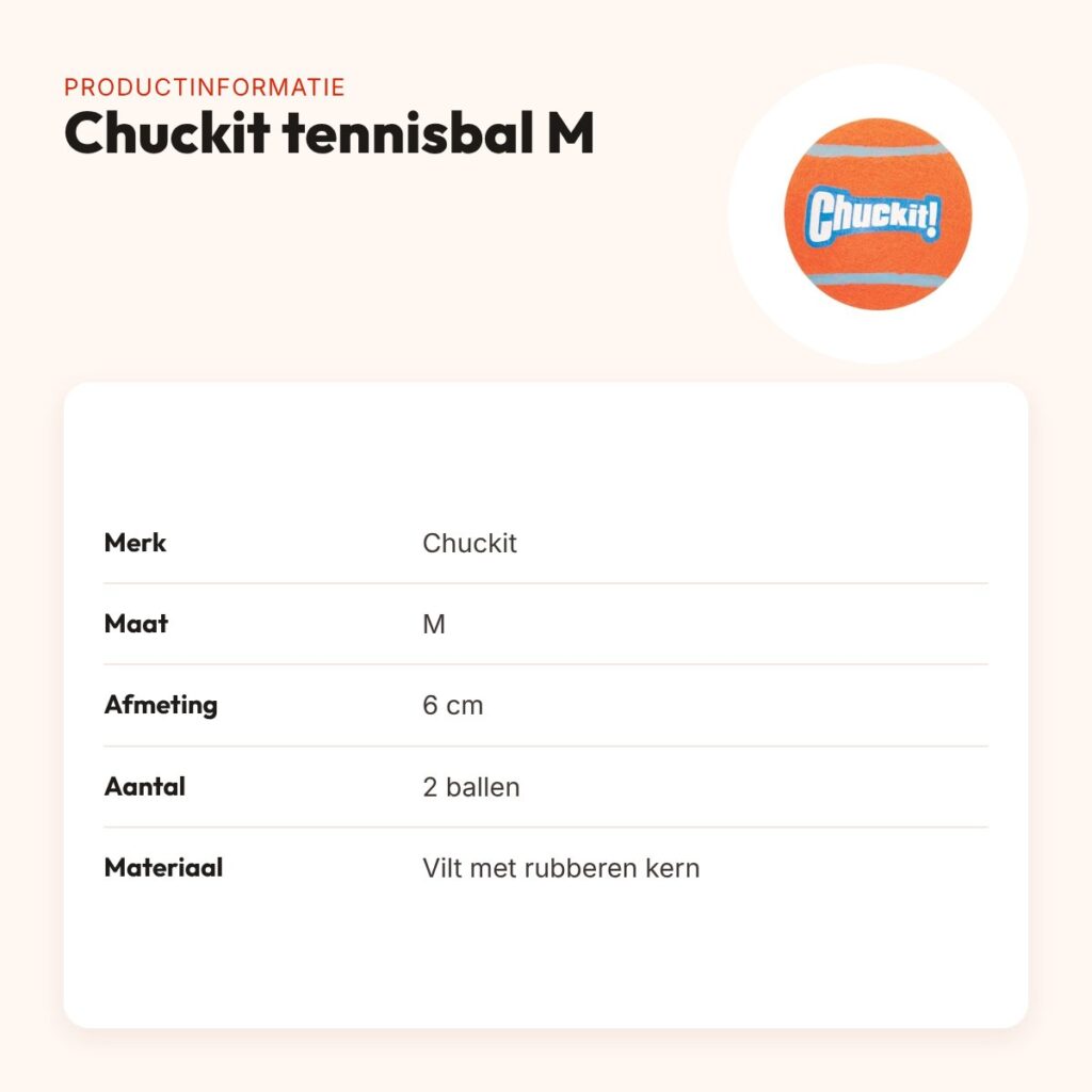 Chuckit tennisbal M 6 cm – 2 stuks, niet-schurend vilt – productinformatie