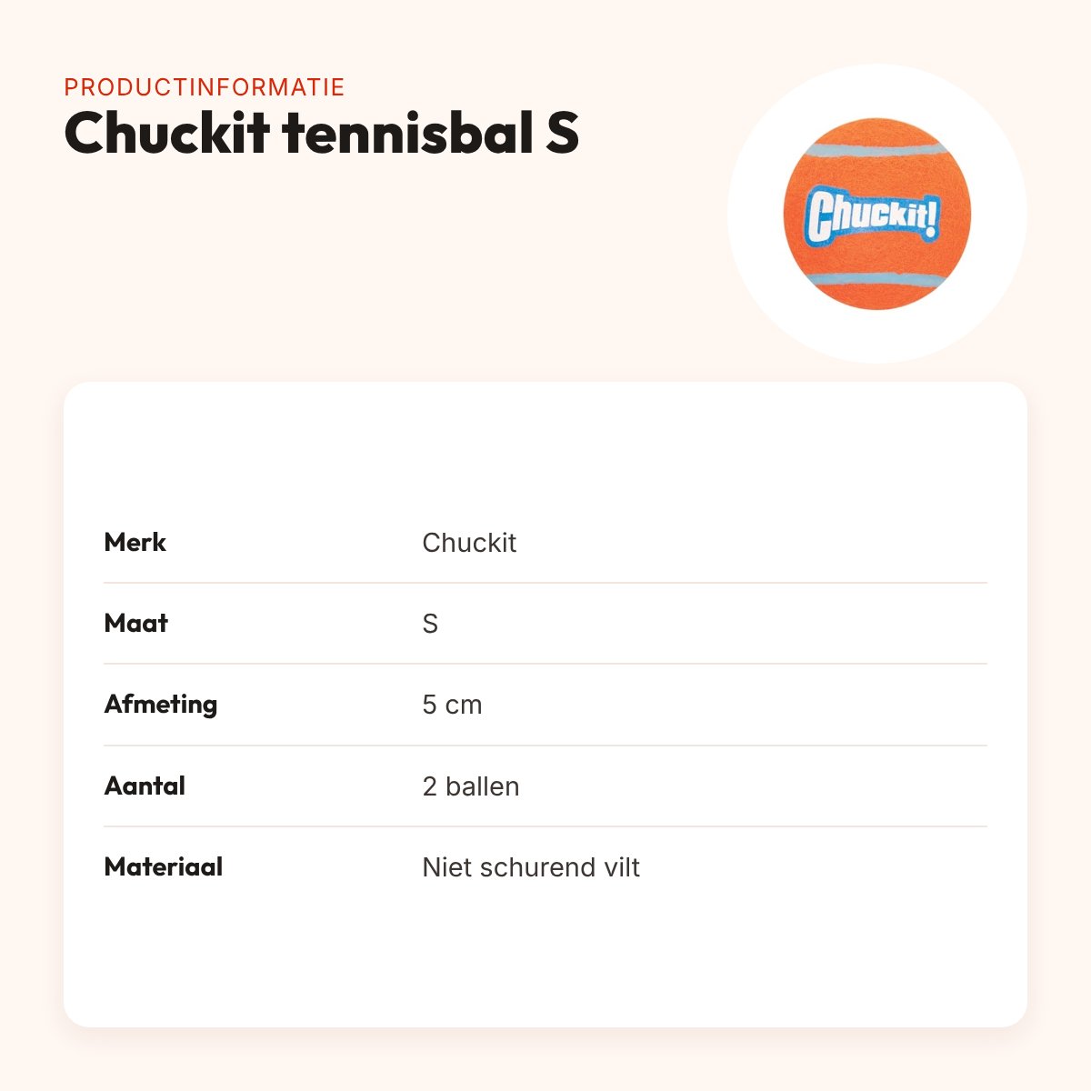 Chuckit tennisbal voor honden S 5 cm – set van 2, drijvend – productinformatie
