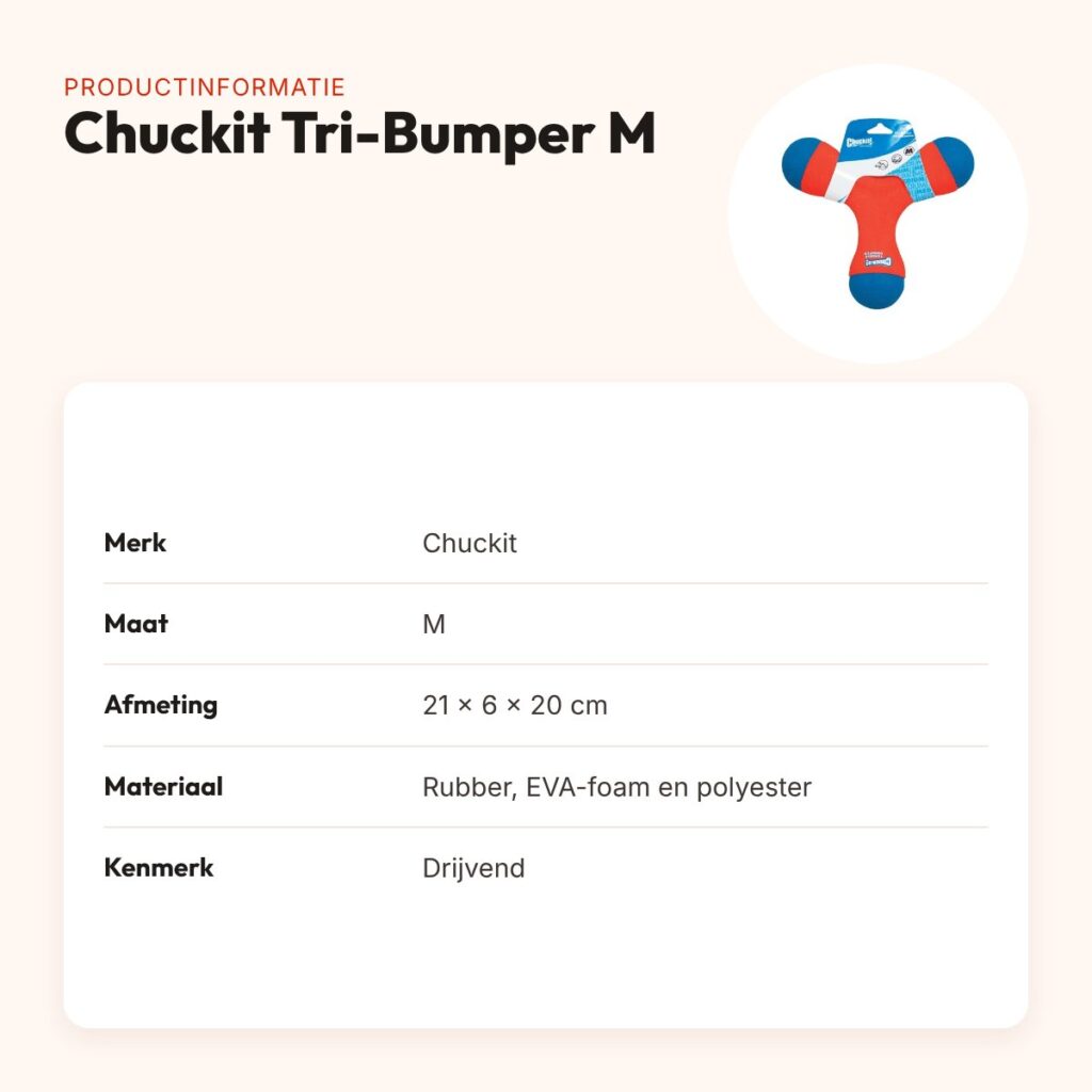 Chuckit Tri-Bumper M 21 x 6 x 20 cm – drijvend apporteerspeelgoed – productinformatie