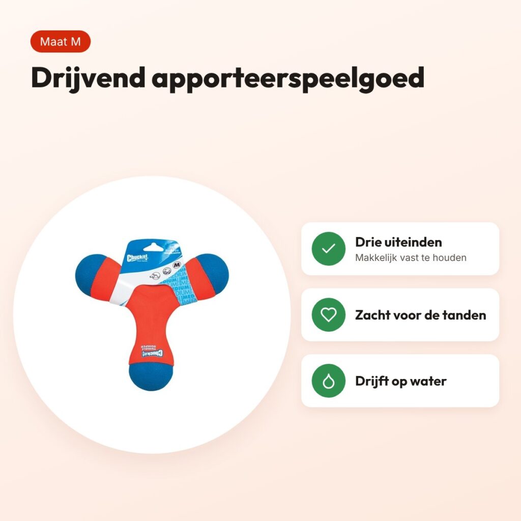 Chuckit Tri-Bumper M 21 x 6 x 20 cm – drijvend apporteerspeelgoed – voordelen