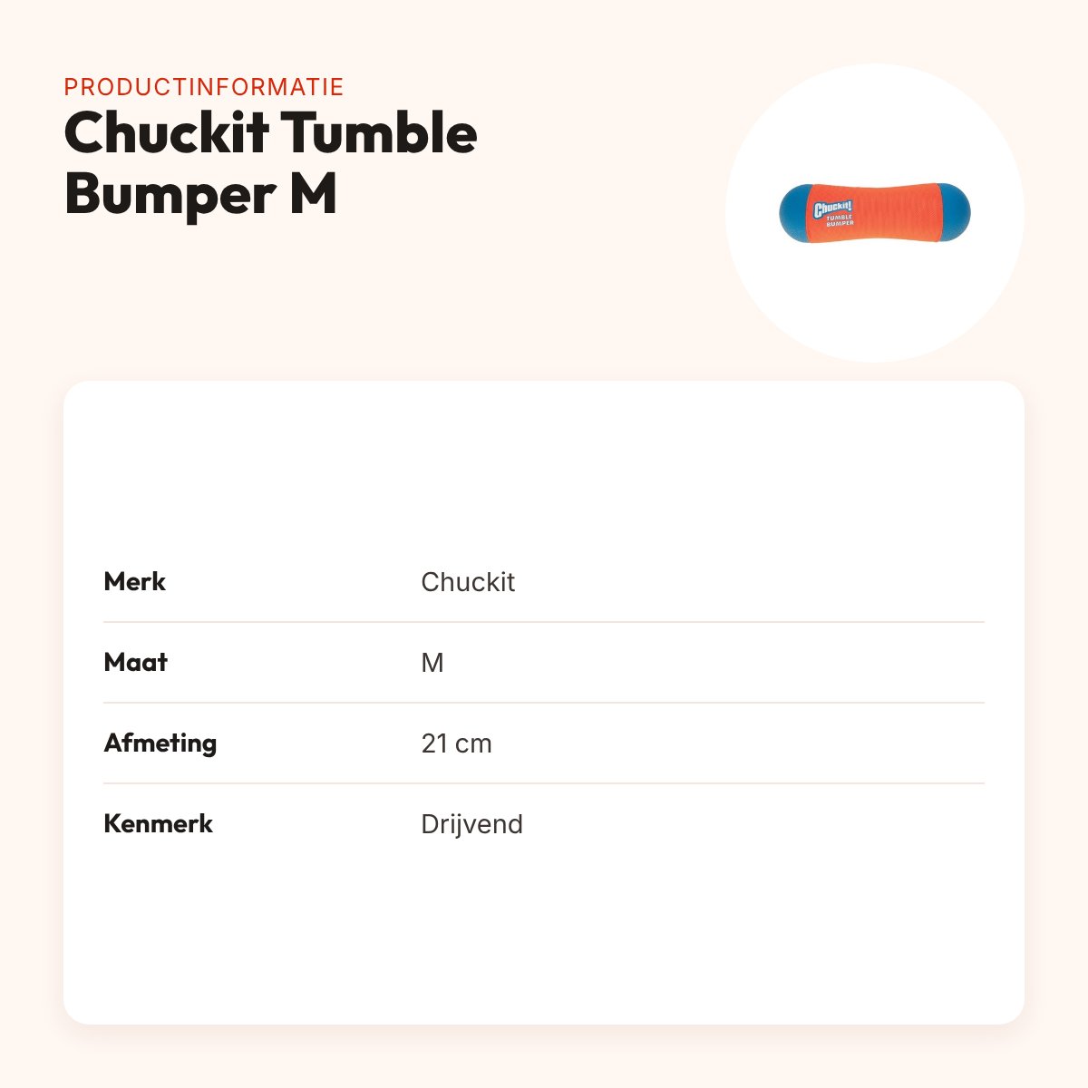 Chuckit Tumble Bumper M 21 cm – drijvend apporteerspeelgoed – productinformatie