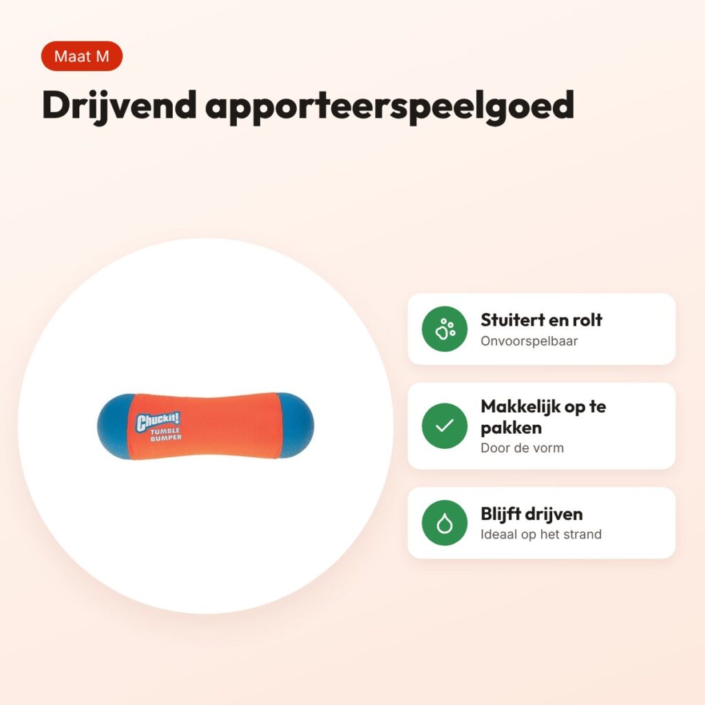 Chuckit Tumble Bumper M 21 cm – drijvend apporteerspeelgoed – voordelen