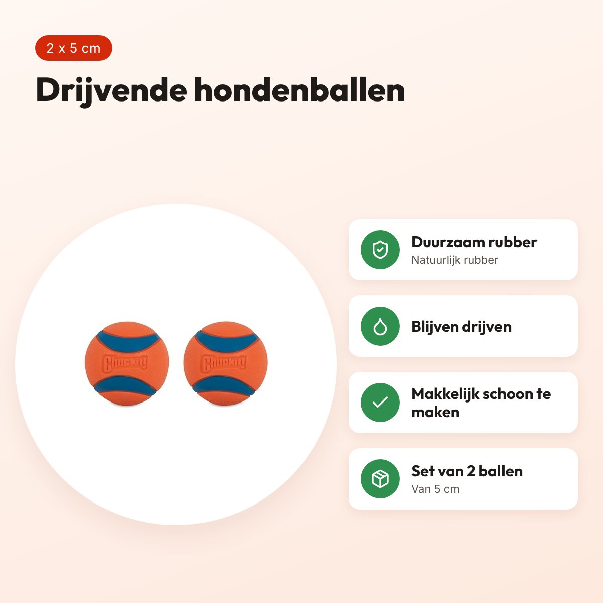 Chuckit Ultra Ball hondenbal S 5 cm – set van 2, drijvend – voordelen