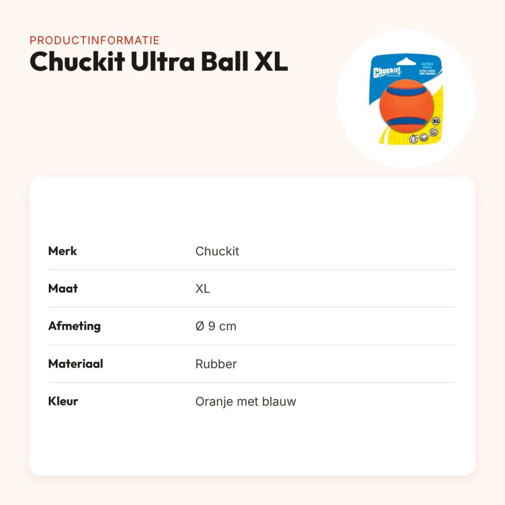 Chuckit Ultra Ball hondenbal XL 9 cm – oranje/blauw, drijvend – productinformatie