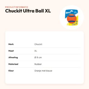 Chuckit Ultra Ball hondenbal XL 9 cm – oranje/blauw, drijvend – productinformatie