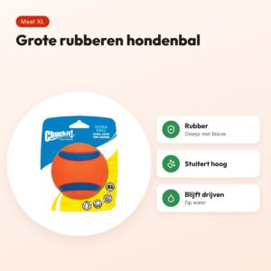 Chuckit Ultra Ball hondenbal XL 9 cm – oranje/blauw, drijvend – voordelen