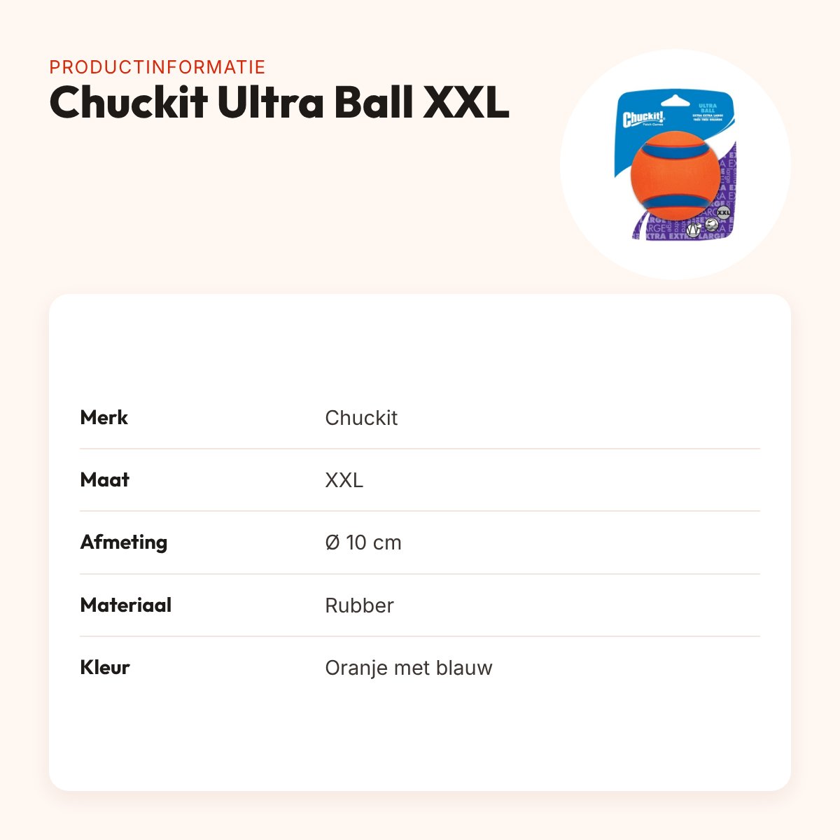 Chuckit Ultra Ball hondenbal XXL 10 cm – oranje/blauw, drijvend – productinformatie
