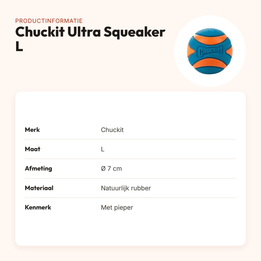 Chuckit Ultra Squeaker hondenbal L 7 cm – met pieper, rubber – productinformatie