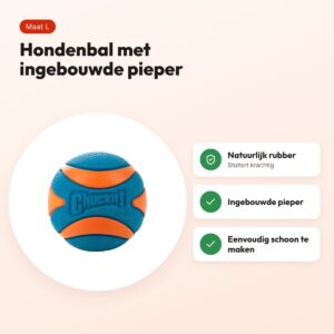Chuckit Ultra Squeaker hondenbal L 7 cm – met pieper, rubber – voordelen